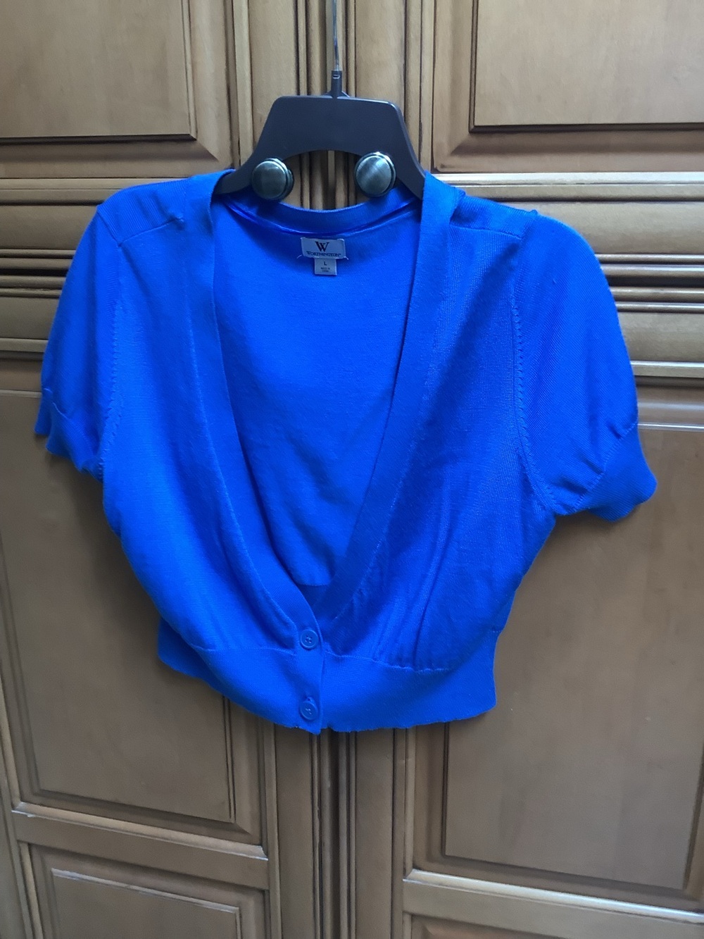 BRIGHT BLUE SHORT SLEEVE CARDIGAN SWEATER